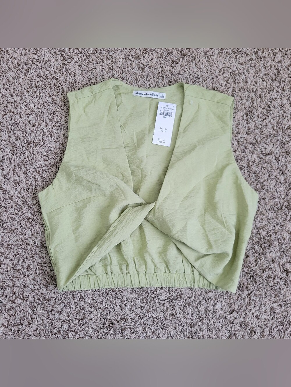 Abercrombie & Fitch Shirt Tank Top Blouse Twist Front Green V-neck Small NWT